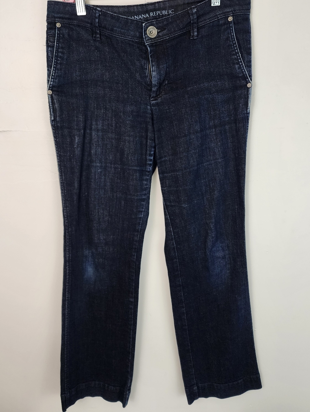 Banana Republic Jeans Women's Dark Blue Wide Leg Size 28P Mid Rise Trouser Denim